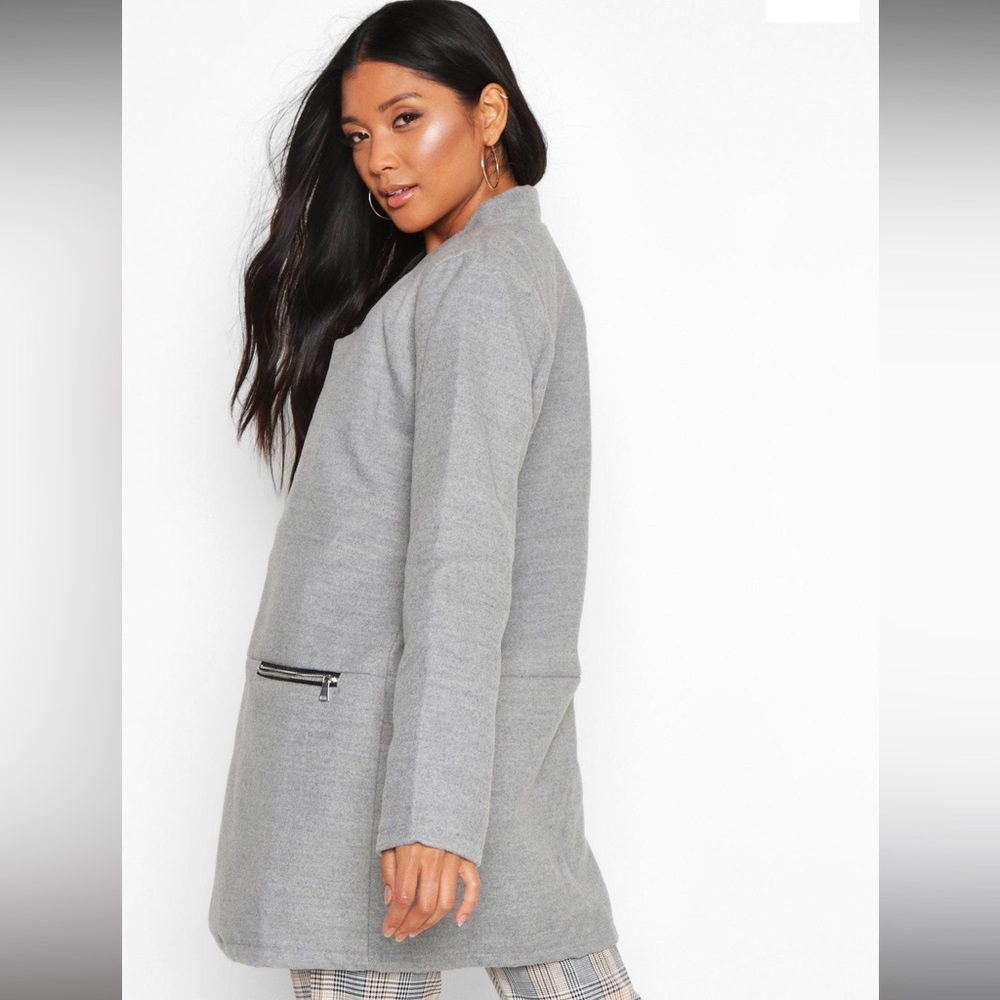 ZIP POCKET WOOL LOOK COAT - Picture 2 of 4